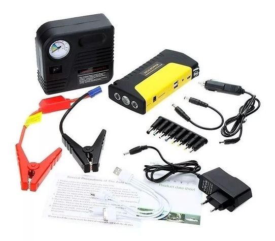 Partidor Cargador Powerbank Bateria Auto + Inflador De Rueda-1