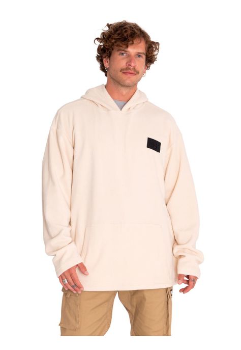 Polerón Unisex Microfleece Pullover Hoodie Beige-0