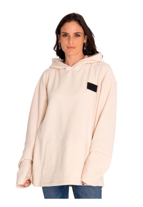 Polerón Unisex Microfleece Pullover Hoodie Beige-5