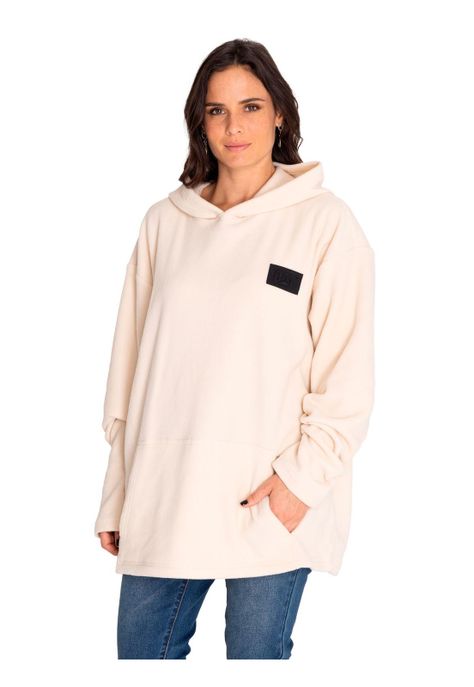 Polerón Unisex Microfleece Pullover Hoodie Beige-7