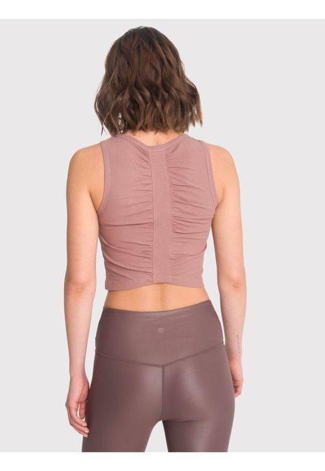 Polera deportiva Mujer Crop Tank Livia Café Claro-1