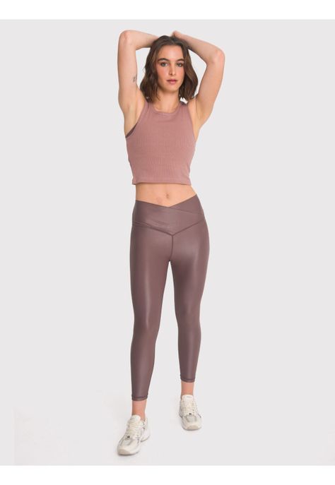 Polera deportiva Mujer Crop Tank Livia Café Claro-4