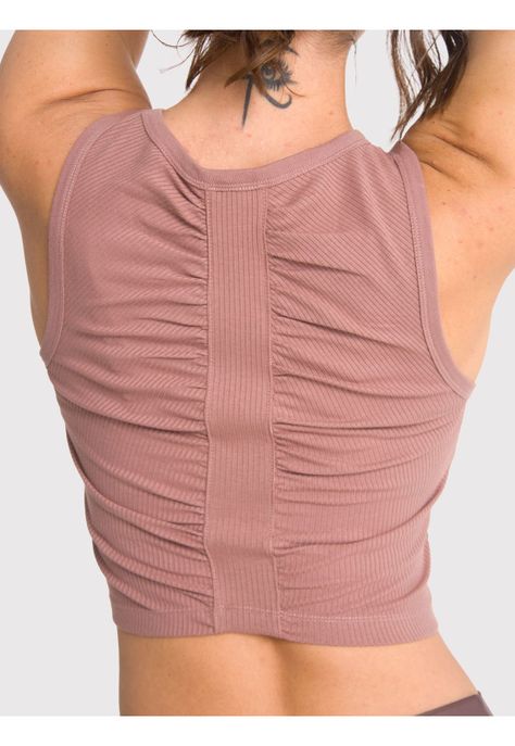 Polera deportiva Mujer Crop Tank Livia Café Claro-5