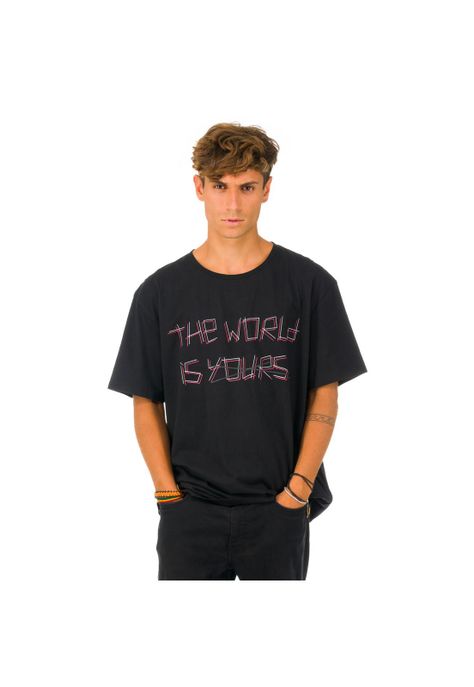 Polera M/C Unisex The World Negro -0