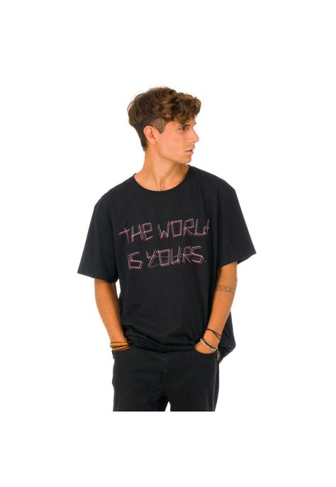 Polera M/C Unisex The World Negro -3