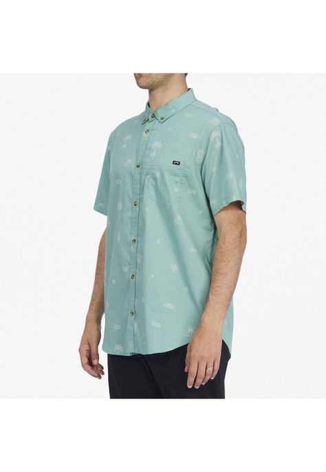 Camisa M/C Sundays Mini Ss Wv Turquesa Hombre-3