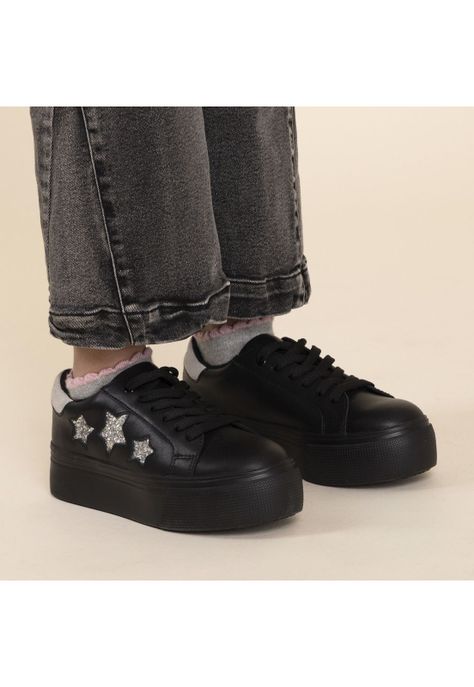 Zapatilla Cuero Niña Quens Negro-1