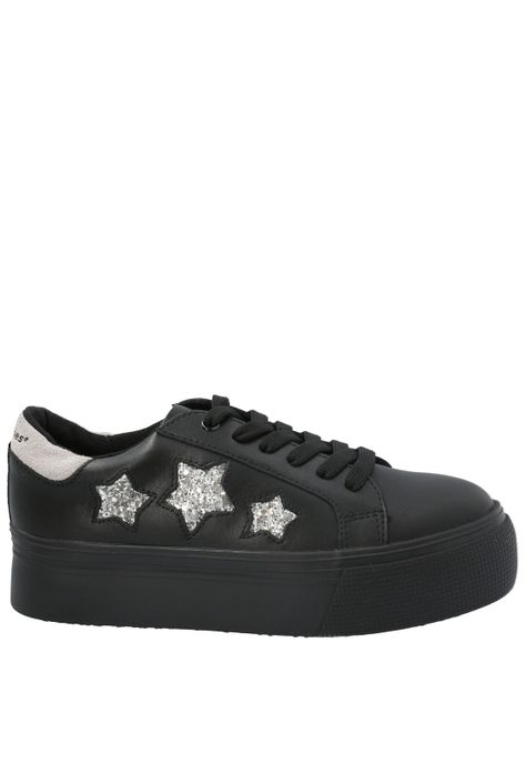 Zapatilla Cuero Niña Quens Negro-4