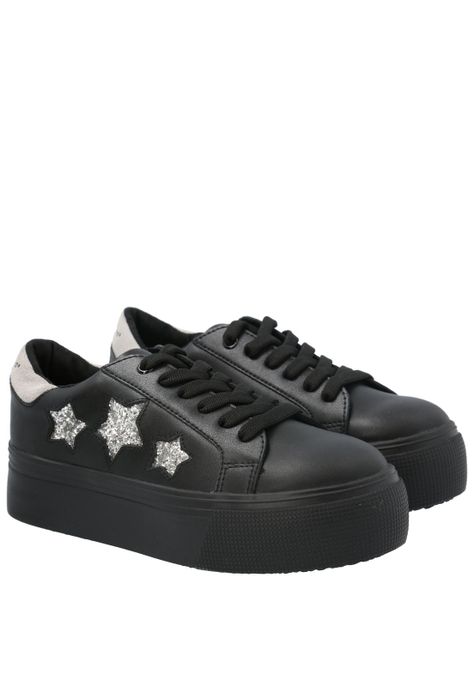 Zapatilla Cuero Niña Quens Negro-9