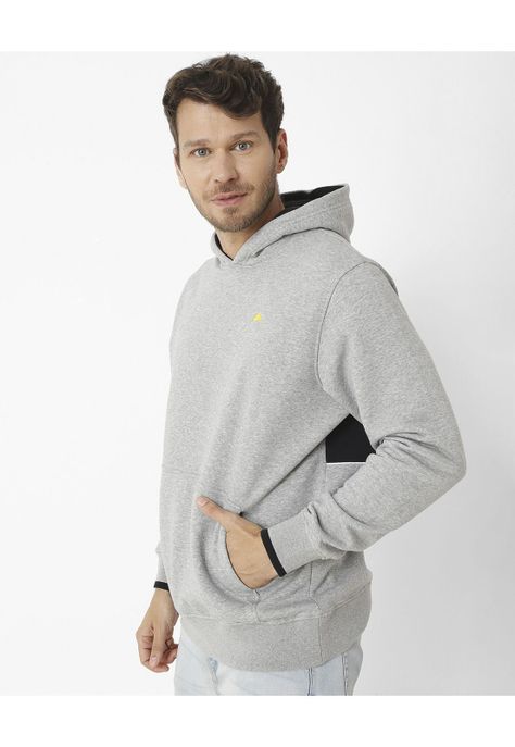 Polerón con gorro Fleece Caterpillar L Gris Hombre-0