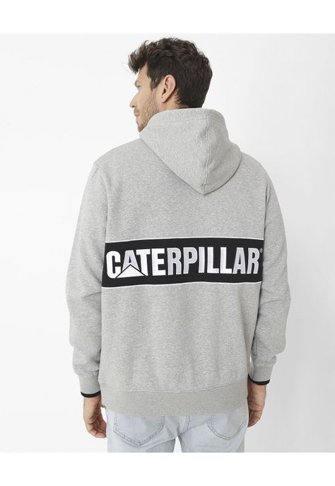 Polerón con gorro Fleece Caterpillar L Gris Hombre-1
