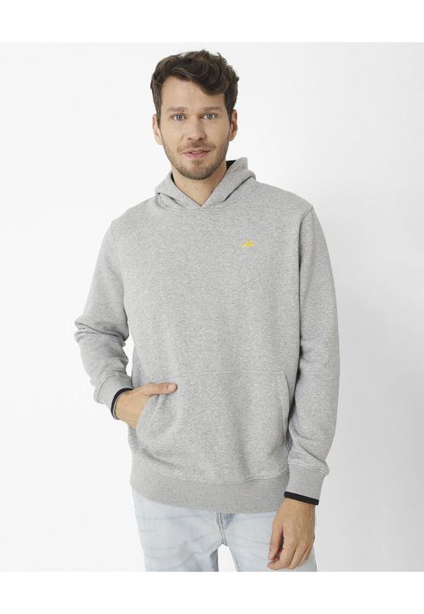 Polerón con gorro Fleece Caterpillar L Gris Hombre-3