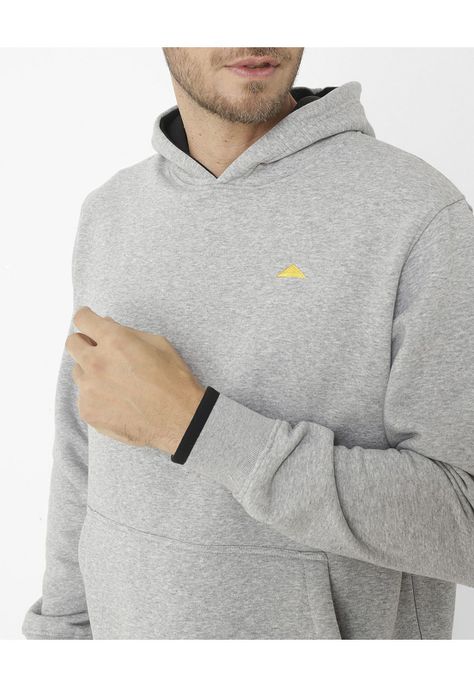 Polerón con gorro Fleece Caterpillar L Gris Hombre-4