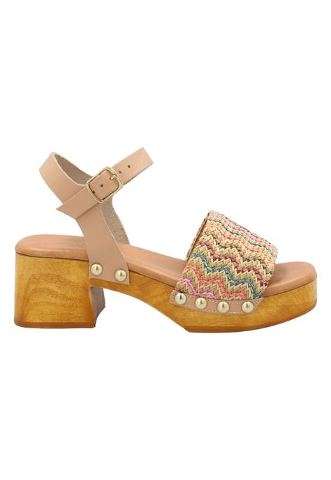 Sandalia Cuero Mujer Geranio Multicolor -0