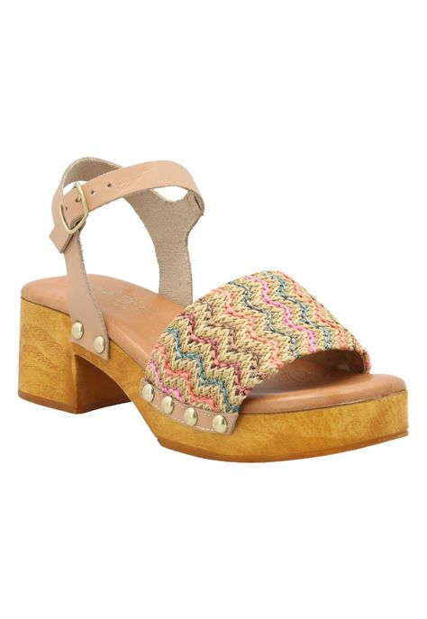 Sandalia Cuero Mujer Geranio Multicolor -1