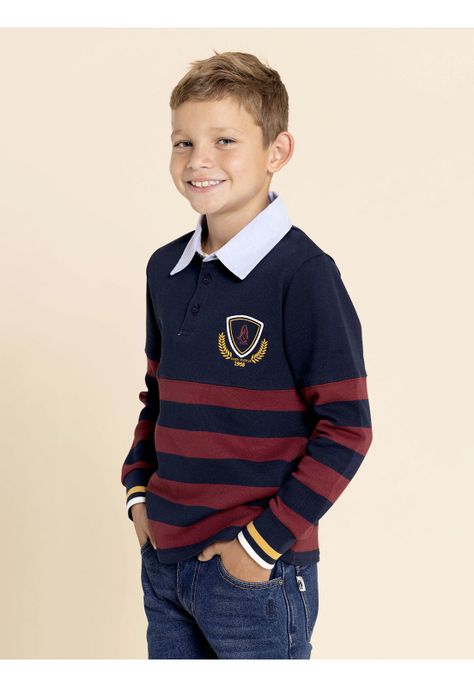 Polera Manga Larga Chester Niño Azul-4