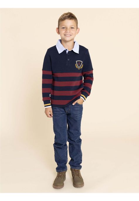 Polera Manga Larga Chester Niño Azul-5