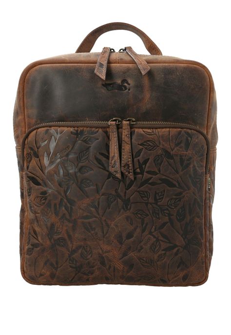 Mochila Cuero Mujer Flower Backbag Chocolate-0