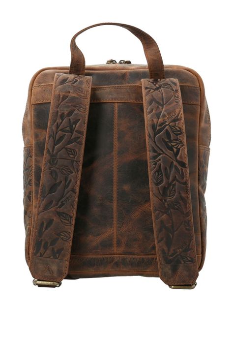Mochila Cuero Mujer Flower Backbag Chocolate-1