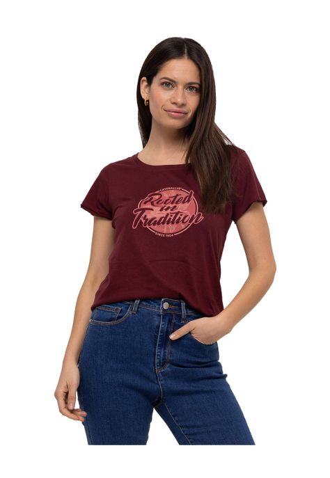 Polera M/C Rooted In Tradition Burdeo Mujer-0