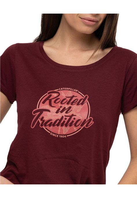 Polera M/C Rooted In Tradition Burdeo Mujer-3