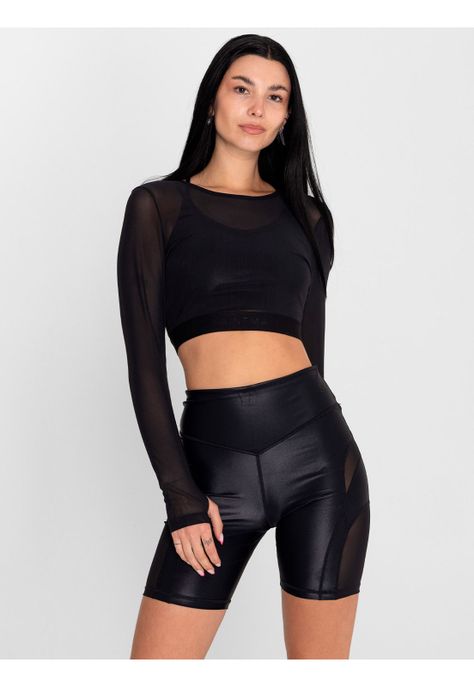 Crop Top Transparente Ls SAINTMALĒ Negro Mujer-0