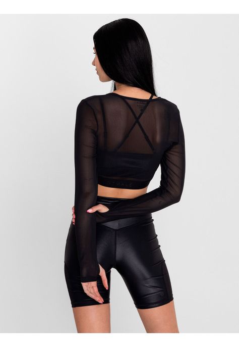 Crop Top Transparente Ls SAINTMALĒ Negro Mujer-1