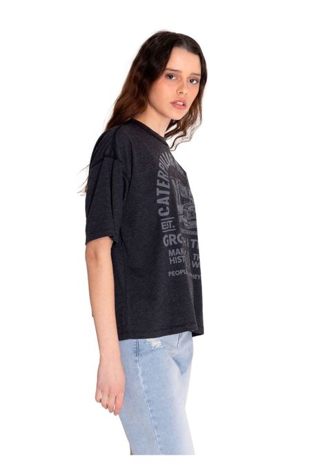 Polera Manga Corta Mujer Boxy Novelty Tee 2 Negro-1