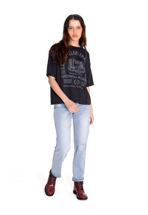 Polera Manga Corta Mujer Boxy Novelty Tee 2 Negro-5