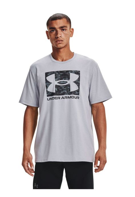 Polera manga corta UA AMB Camo Boxed Logo hombre Gris-3