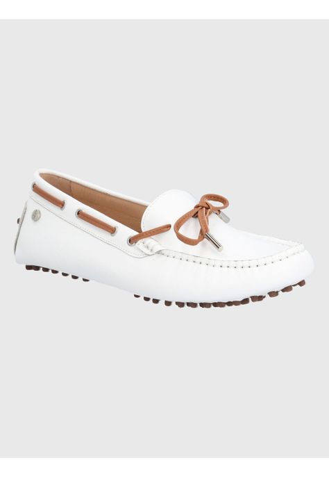 Mocasín Cuero Blanco Mujer Ribbon -0