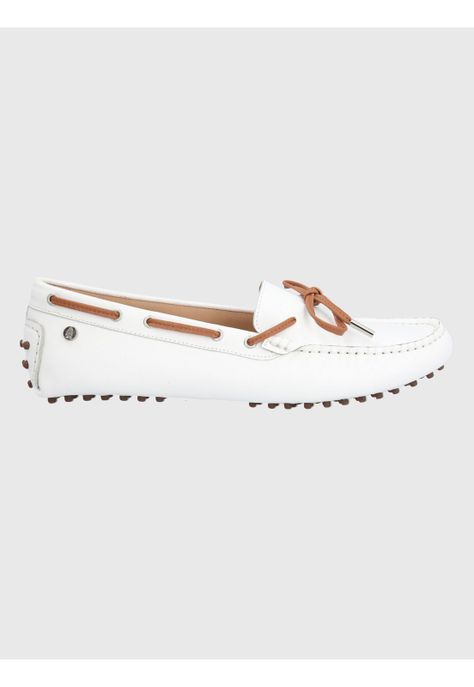 Mocasín Cuero Blanco Mujer Ribbon -1