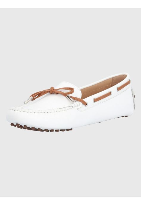 Mocasín Cuero Blanco Mujer Ribbon -3