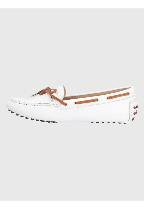 Mocasín Cuero Blanco Mujer Ribbon -4