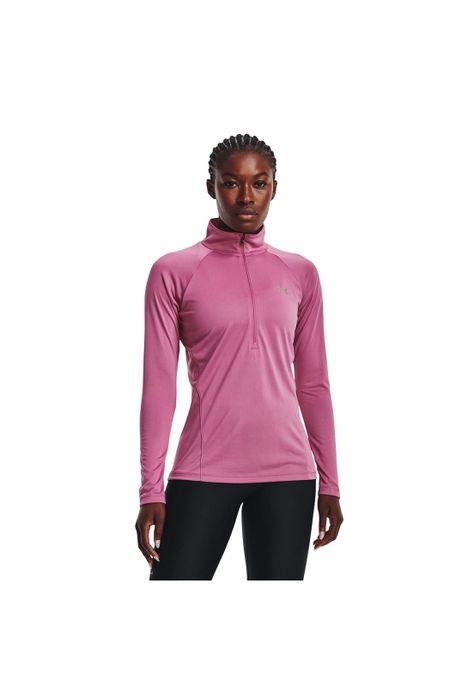 Polerón Mujer Tech Hlf Zip - Solid Rosa-2