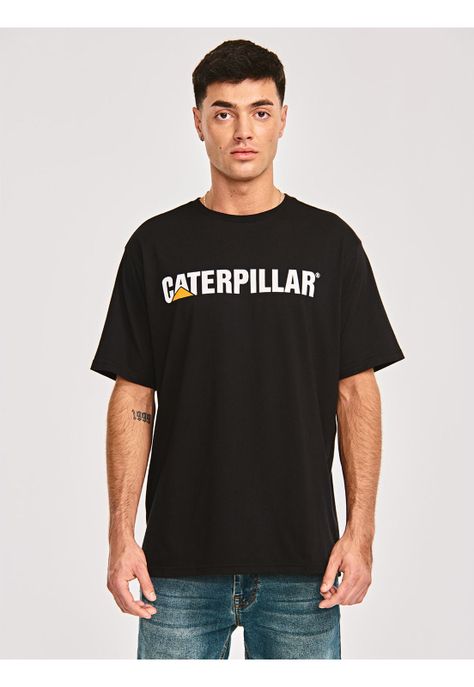 Polera Manga Corta Hombre Caterpillar LogoNegro-0
