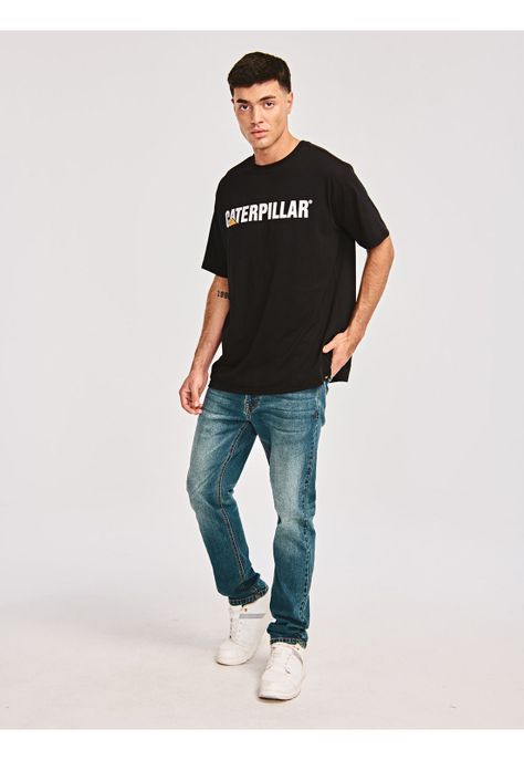 Polera Manga Corta Hombre Caterpillar LogoNegro-3