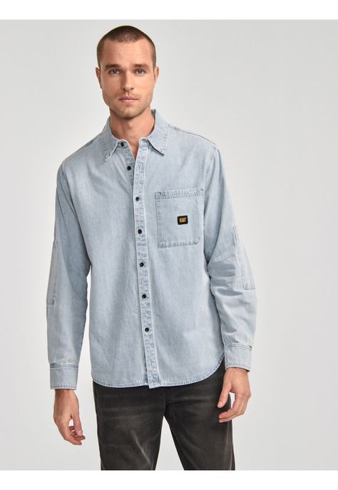 Camisa Manga Larga Hombre Denim LS Shirt Azul Claro-0