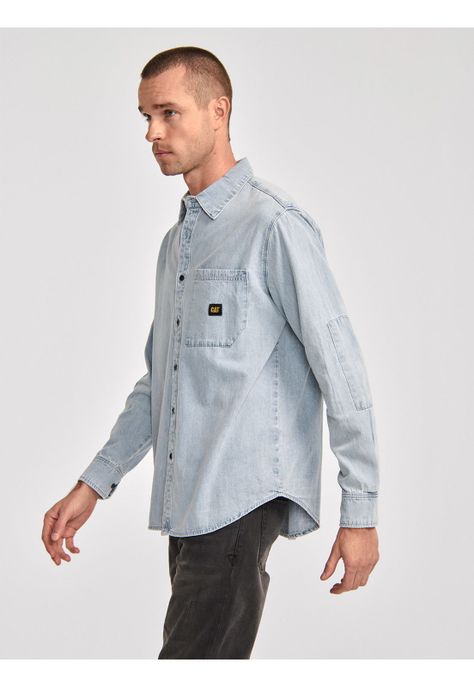 Camisa Manga Larga Hombre Denim LS Shirt Azul Claro-3