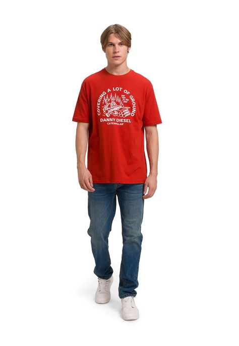 Polera Retro Danny Diesel Graphic 2 Hombre Roja-0