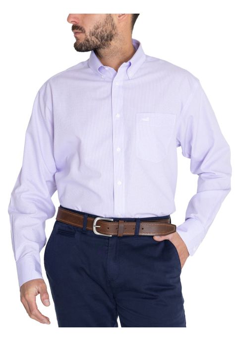 Camisa Libre de Arrugas Lila WF Hombre -5