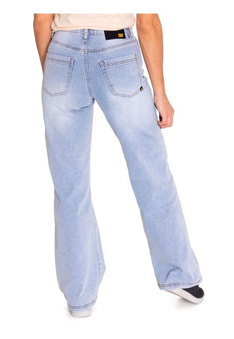 Jeans Wide Leg Mujer Triblend Stretch Denim Gris CAT-3