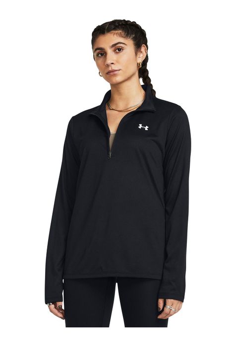 Polerón UA Tech half zip para mujer Negro-3