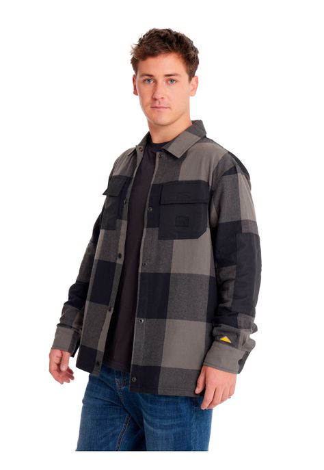 Camisa Manga Larga Hombre Flannel Snap Front Negro-1