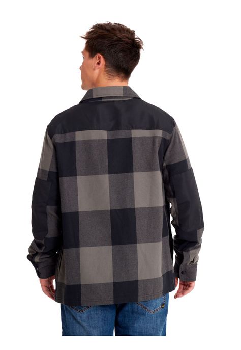 Camisa Manga Larga Hombre Flannel Snap Front Negro-3