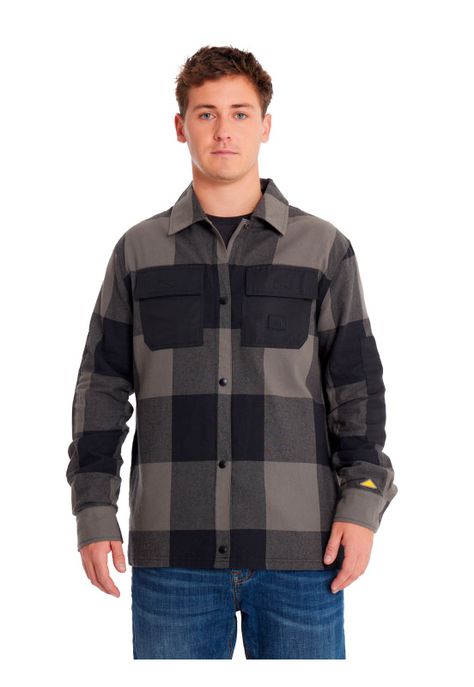 Camisa Manga Larga Hombre Flannel Snap Front Negro-5