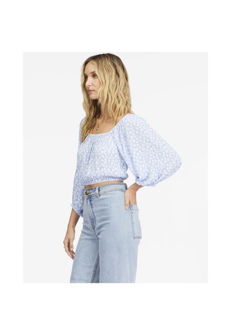 Blusa M/C Sun City 2 J Wvtp Celeste Mujer-3