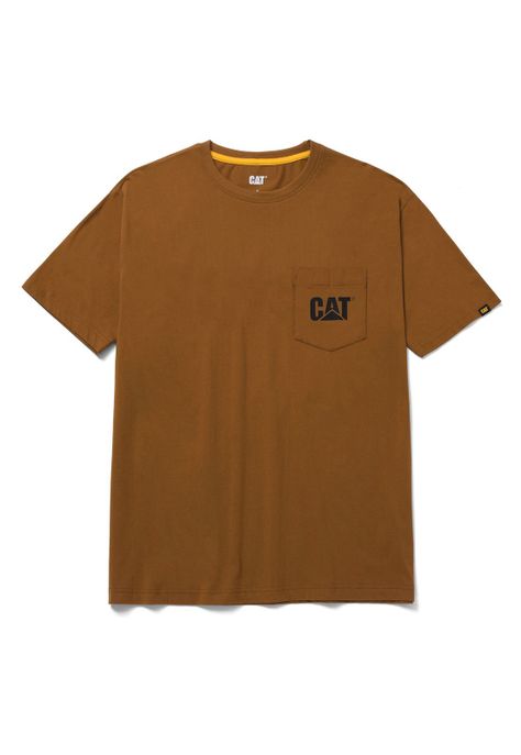 Polera Manga Corta Hombre Logo Pocket Tee Café-0