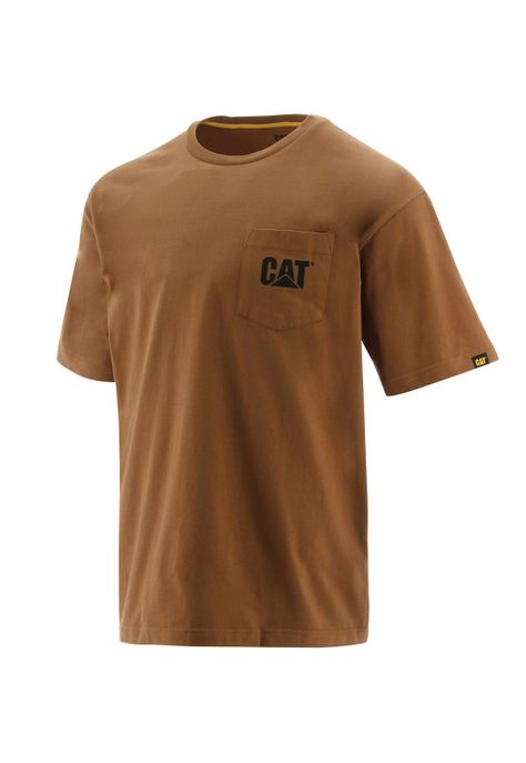 Polera Manga Corta Hombre Logo Pocket Tee Café-1