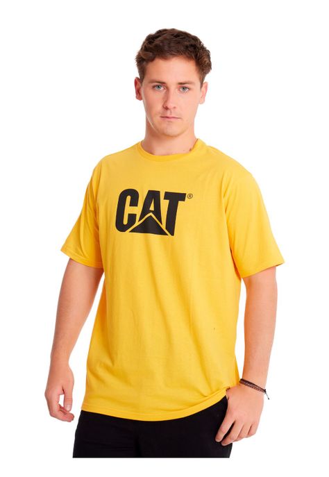 Polera Manga Corta Hombre Cat Logo Tee Amarillo-0